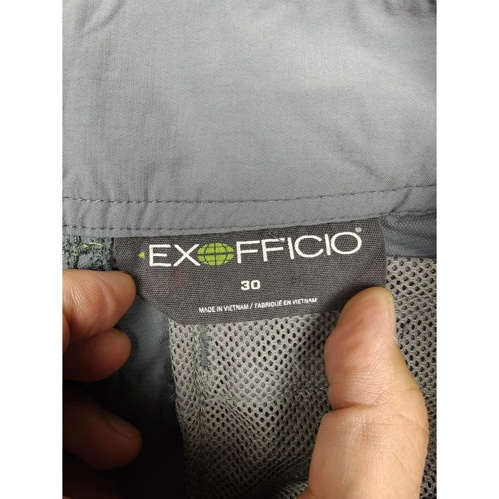 ExOfficio Pants Mens 30x30 Gray Nylon Stretch Cargo Hiking Travel Quick Dry